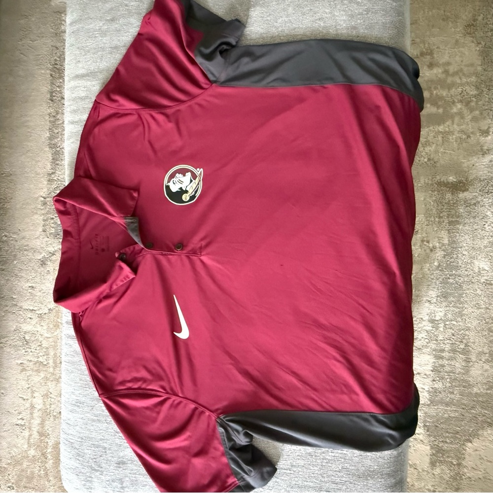Nike Florida State University Burgundy and Charcoal Polo Performance Shirt